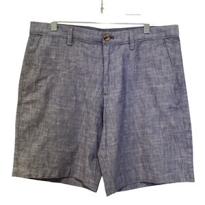 SALE Banana Republic Mens Blue Chambray Shorts Cotton Flat Front Size 34